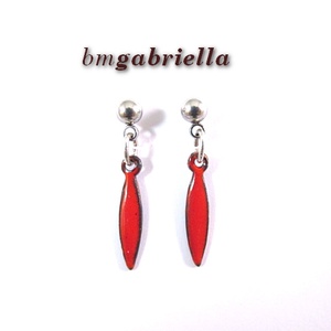 Hosszú csepp - tűzzománc bedugós fülbevaló - piros - Meska.hu