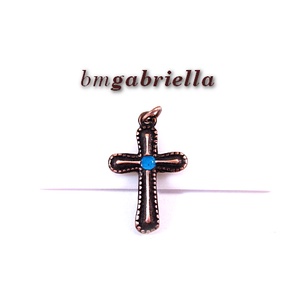 Kereszt - fém kereszt medál kék pöttyel, Ékszer, Nyaklánc, Medál, Fémmegmunkálás, Ötvös, MESKA