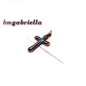 Kereszt - fém kereszt medál kék pöttyel - ékszer - nyaklánc - medál - Meska.hu