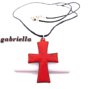 Kereszt - tűzzománc medál - piros, Ékszer, Nyaklánc, Medál, Ékszerkészítés, Tűzzománc, MESKA