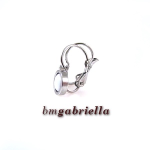 Tűzzománc fülbevaló nemesacél, francia kapcsos foglalatban - fehér - ékszer - fülbevaló - lógó fülbevaló - Meska.hu