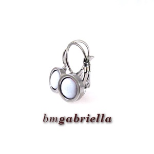 Tűzzománc fülbevaló nemesacél, francia kapcsos foglalatban - fehér - ékszer - fülbevaló - lógó fülbevaló - Meska.hu