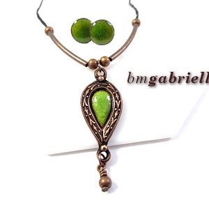 Ékszerszett - tűzzománc betétes nyaklánc és pontfülbevaló - egyedi tervezésű kézműves ékszer - ékszer - ékszerszett - Meska.hu