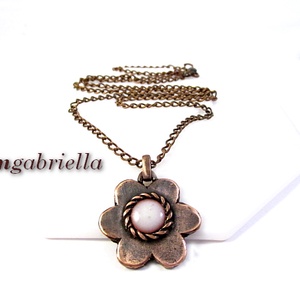 Fehér alandor - kézműves medál, nyaklánc - virág medál, egyedi tervezésű kézműves ékszer - ékszer - nyaklánc - medálos nyaklánc - Meska.hu