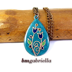 Hajló tulipános - tűzzománc nyaklánc vörösréz láncon - ékszer - nyaklánc - medálos nyaklánc - Meska.hu Hajló tulipános - tűzzománc nyaklánc vörösréz láncon - ékszer - nyaklánc - medálos nyaklánc - Meska.hu