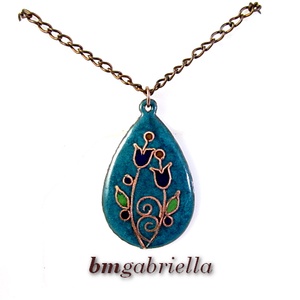 Hajló tulipános - tűzzománc nyaklánc vörösréz láncon - ékszer - nyaklánc - medálos nyaklánc - Meska.hu Hajló tulipános - tűzzománc nyaklánc vörösréz láncon - ékszer - nyaklánc - medálos nyaklánc - Meska.hu