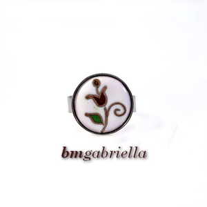 Hajló tulipán - állítható gyűrű tűzzománc betéttel orvosi fém foglalatban - ékszer - gyűrű - statement gyűrű - Meska.hu