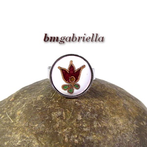 Termő tulipán - állítható gyűrű tűzzománc betéttel orvosi fém foglalatban - ékszer - gyűrű - statement gyűrű - Meska.hu