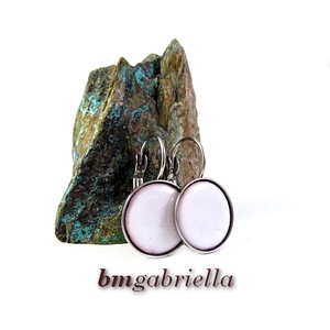 Tűzzománc fülbevaló - nemesacél, orvosi fém fülbevaló francia kapoccsal, fehér tűzzománc betéttel - Meska.hu