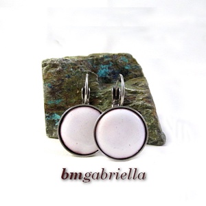 Tűzzománc fülbevaló - nemesacél, orvosi fém fülbevaló francia kapoccsal, fehér tűzzománc betéttel - ékszer - fülbevaló - lógó fülbevaló - Meska.hu