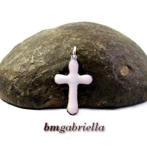 Kereszt - tűzzománc medál - fehér, Ékszer, Nyaklánc, Medál, Ékszerkészítés, Tűzzománc, MESKA