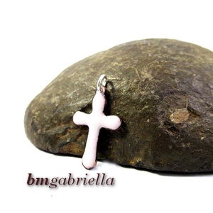 Kereszt - tűzzománc medál - fehér - ékszer - nyaklánc - medál - Meska.hu