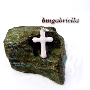 Kereszt - tűzzománc medál - fehér - ékszer - nyaklánc - medál - Meska.hu