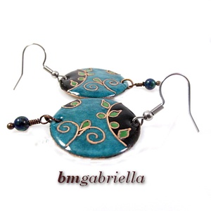 Folyóparton - egyedi tűzzománc fülbevaló - kézműves ékszer - ékszer - fülbevaló - lógó fülbevaló - Meska.hu