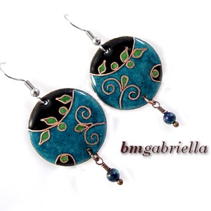 Folyóparton - egyedi tűzzománc fülbevaló - kézműves ékszer - ékszer - fülbevaló - lógó fülbevaló - Meska.hu