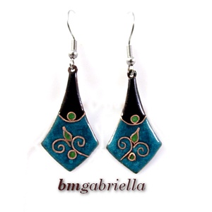 Rézhegyek virága - egyedi tűzzománc fülbevaló, Ékszer, Fülbevaló, Lógó fülbevaló, Ékszerkészítés, Tűzzománc, MESKA