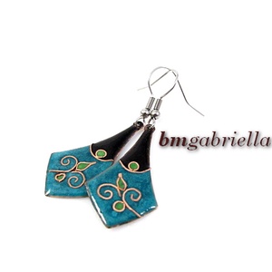 Rézhegyek virága - egyedi tűzzománc fülbevaló - ékszer - fülbevaló - lógó fülbevaló - Meska.hu