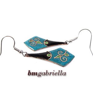 Rézhegyek virága - egyedi tűzzománc fülbevaló - ékszer - fülbevaló - lógó fülbevaló - Meska.hu