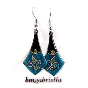 Rézhegyek virága - egyedi tűzzománc fülbevaló - ékszer - fülbevaló - lógó fülbevaló - Meska.hu