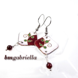 Ünnep - tűzzománc fülbevaló orvosi fém akasztón - ékszer - fülbevaló - lógó fülbevaló - Meska.hu