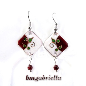 Ünnep - tűzzománc fülbevaló orvosi fém akasztón - ékszer - fülbevaló - lógó fülbevaló - Meska.hu