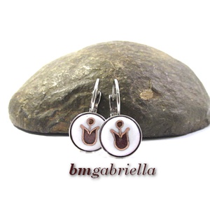 Tulipán lángocska - tűzzománc fülbevaló nemesacél foglalatban, Ékszer, Fülbevaló, Lógó fülbevaló, Tűzzománc, Ékszerkészítés, MESKA