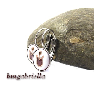 Tulipán lángocska - tűzzománc fülbevaló nemesacél foglalatban - ékszer - fülbevaló - lógó fülbevaló - Meska.hu