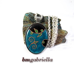 Egyedi tervezésű tűzzománc medál nemesacél foglalatban  - ékszer - nyaklánc - medálos nyaklánc - Meska.hu