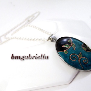 Egyedi tervezésű tűzzománc medál nemesacél foglalatban  - ékszer - nyaklánc - medálos nyaklánc - Meska.hu