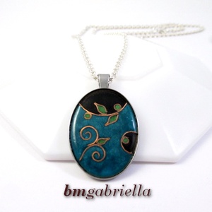 Egyedi tervezésű tűzzománc medál nemesacél foglalatban  - ékszer - nyaklánc - medálos nyaklánc - Meska.hu