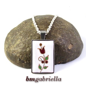 Hajló tulipán - egyedi tervezésű tűzzománc medál nemesacél foglalatban  - Meska.hu