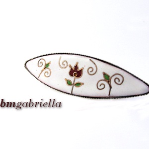 Tűzzománc hajcsat - egyedi tulipános kézműves hajcsat - ruha & divat - hajdísz & hajcsat - hajcsat & hajtű - Meska.hu