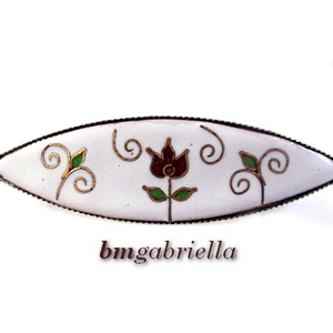 Tűzzománc hajcsat - egyedi tulipános kézműves hajcsat - ruha & divat - hajdísz & hajcsat - hajcsat & hajtű - Meska.hu