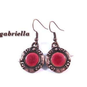 Rózsás - tűzzománc fülbevaló, egyedi tervezésű kézműves ékszer - ékszer - fülbevaló - lógós kerek fülbevaló - Meska.hu