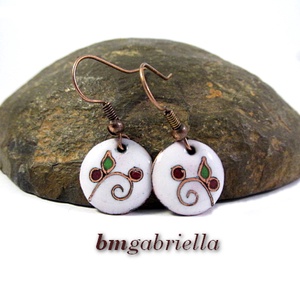 Termő ág - egyedi lógós kerek tűzzománc fülbevaló - ékszer - fülbevaló - lógós kerek fülbevaló - Meska.hu