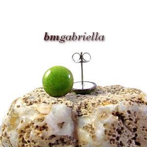 Cseppecske zöld - tűzzománc bedugós pont fülbevaló - ékszer - fülbevaló - pötty fülbevaló - Meska.hu