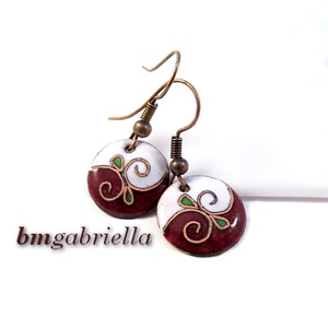 Egyedi lógós kerek tűzzománc fülbevaló, Ékszer, Fülbevaló, Lógós kerek fülbevaló, Ékszerkészítés, Tűzzománc, MESKA