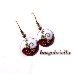 Egyedi lógós kerek tűzzománc fülbevaló - ékszer - fülbevaló - lógós kerek fülbevaló - Meska.hu
