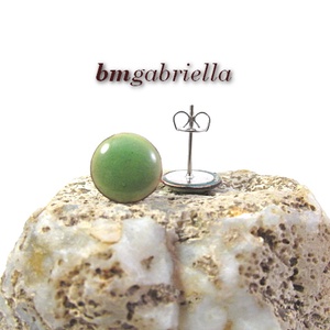 Cseppecske világoszöld - tűzzománc bedugós pont fülbevaló - ékszer - fülbevaló - pötty fülbevaló - Meska.hu