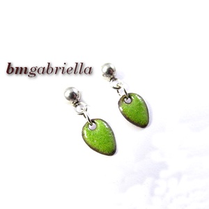 Apró csepp - világoszöld tűzzománc bedugós fülbevaló , Ékszer, Fülbevaló, Lógó fülbevaló, Ékszerkészítés, Tűzzománc, MESKA
