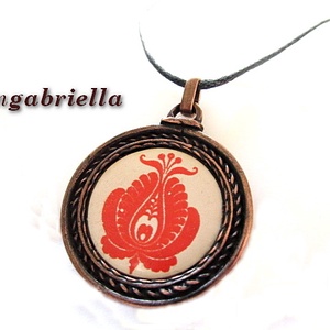 Tulipán kerek tűzzománc nyaklánc - Meska.hu