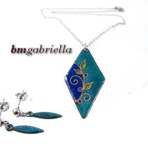 Egyedi ékszerszett -  tűzzománc fülbevaló és nyaklánc nemesacél láncon - ékszer - ékszerszett - Meska.hu