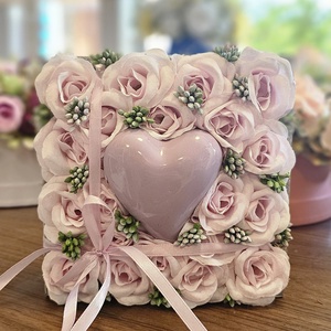 Selyemvirágos szives fadoboz - Meska.hu