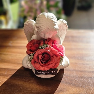 Angyalkás sírdísz, Otthon & Életmód, Vallás, Temetkezési tárgy, Sírdísz, kegyeleti dísz, Virágkötés, MESKA