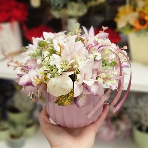 Selyemvirágos asztaldísz, Otthon & Életmód, Virágdekoráció, Virágdíszek, Asztali virágdísz, Virágkötés, MESKA