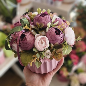 Selyemvirágos asztaldísz, Otthon & Életmód, Virágdekoráció, Virágdíszek, Asztali virágdísz, Virágkötés, MESKA