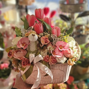 Bárányos asztaldísz, Ünnepi díszek, dekorációk, Húsvéti díszek és dekorációk, Húsvéti asztaldíszek, Virágkötés, MESKA