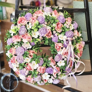 Tavaszi kopogtató, Otthon & Életmód, Dekoráció, Ajtó- és ablak dekoráció, Ajtódísz & Kopogtató, Virágkötés, MESKA