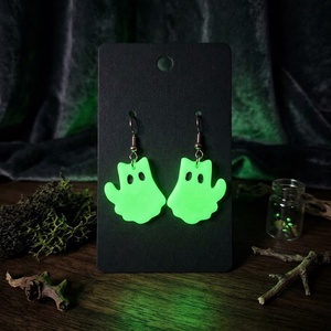Floureszkáló halloweeni cica szellem fülbevaló - Meska.hu