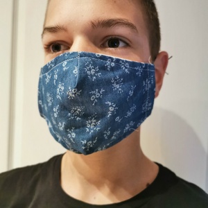 Mosható maszk farmerhatású apró virágos - Meska.hu